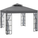 Outsunny 3 x 3(m) Patio Gazebo Canopy Garden Pavilion with 2 Tier Roof, Grey