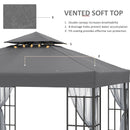 Outsunny 3 x 3(m) Patio Gazebo Canopy Garden Pavilion with 2 Tier Roof, Grey