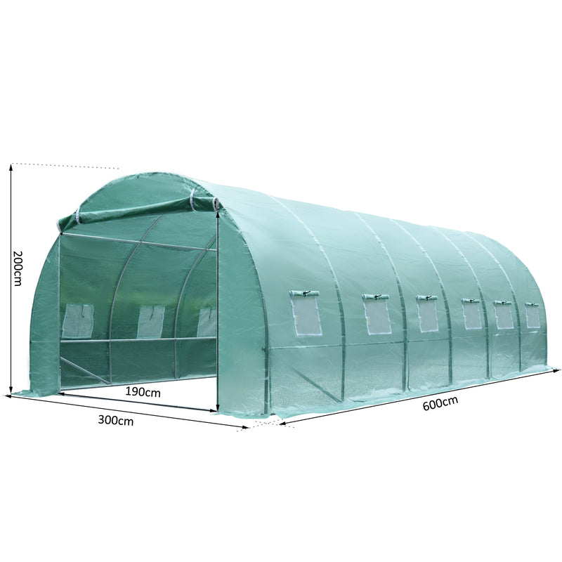 Outsunny Galvanised Steel Walk-in Greenhouse 6 x 3M Green