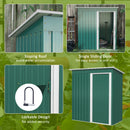 Outsunny 5 x 3ft Garden Storage Shed Sliding Door Sloped Roof Tool Green