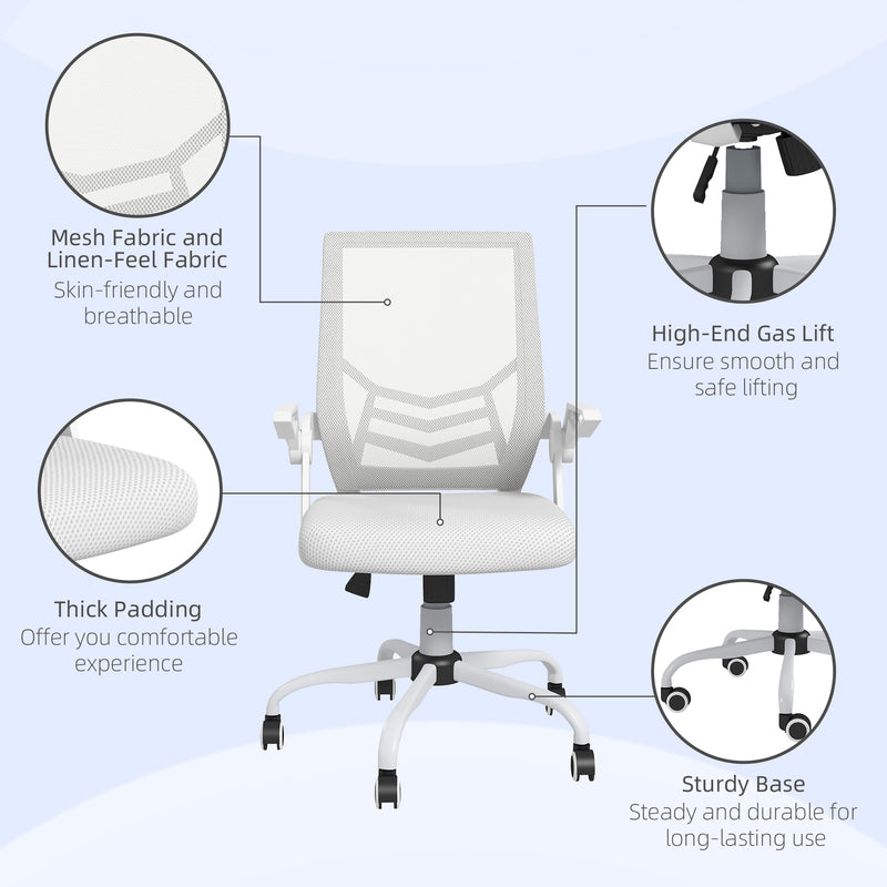 Vinsetto Mesh Swivel Office Chair Task Computer Chair w/ Lumbar Support, White