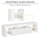 HOMCOM High Gloss Futuristic TV Stand, with LED Lights - White