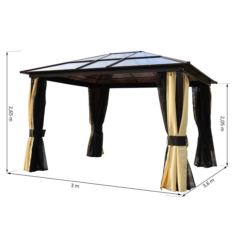 Outsunny 3 x 3.6m Gazebo   Brown black, Brown, Beige