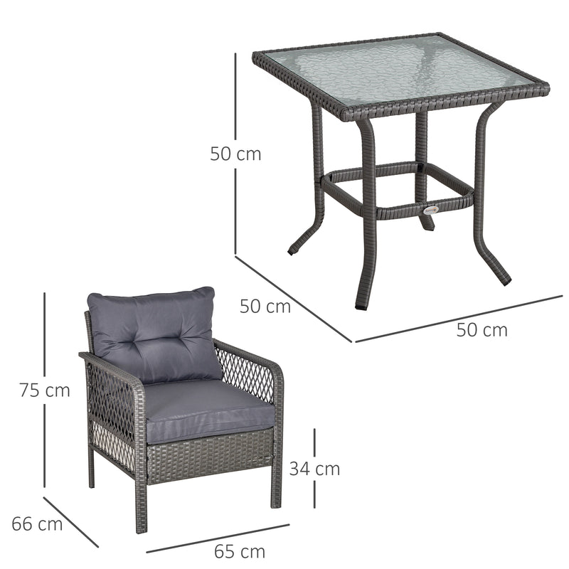 Outsunny Rattan Bistro Set - Grey