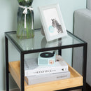 HOMCOM Industrial Side Table with 3-tier Storage Shelves for Living Room