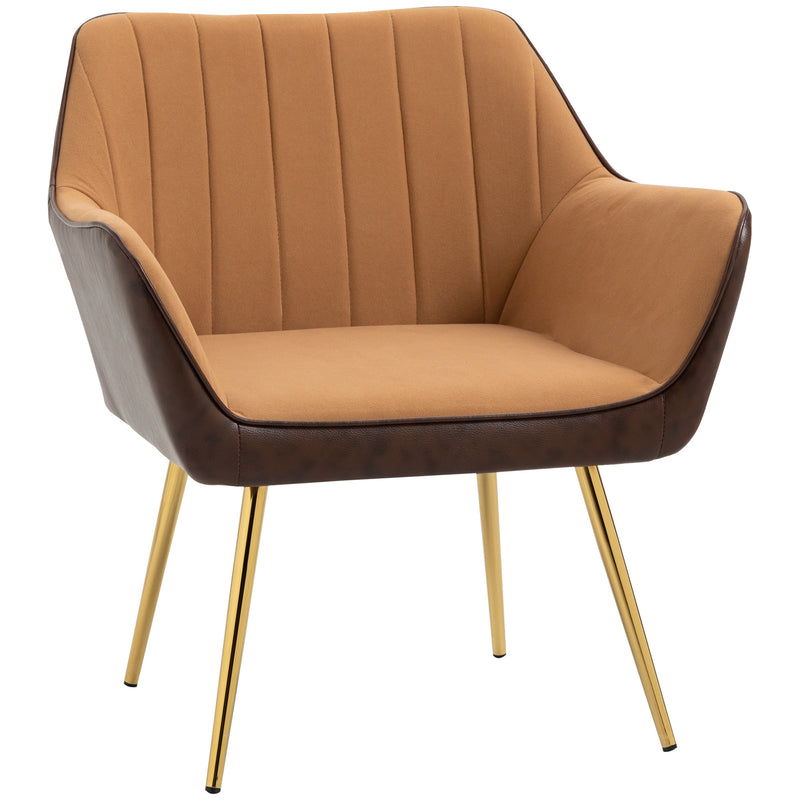 HOMCOM Accent Chairs Velvet Armchairs for Living Room and Bedroom Light Brown