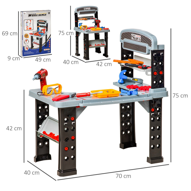 Kids Toy Workbench Set Pretend Play w/ Realistic Tools Electric Drill