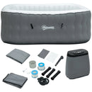 Outsunny Inflatable Hot Tub Spa Square for 4-6 People 180cm - Grey
