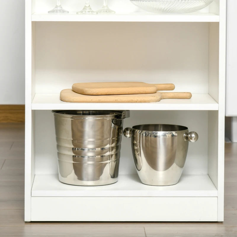 HOMCOM Kitchen Bar Table with Side Shelves - White & Oak