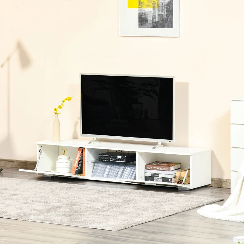 HOMCOM TV Stand High Gloss with LEDs 160cm - White