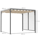 Outsunny Metal Pergola Patio Sun Shelter Grape Tent Retractable Canopy UV Cut