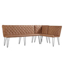 Darwen Studded Back Bench Set Tan Brown