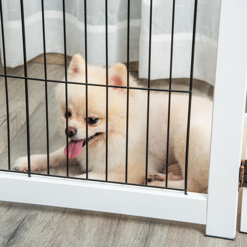PawHut Freestanding Folding Pet Gate 4 Panels Dog Puppy Barrier with Support Feet