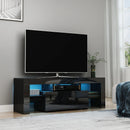 HOMCOM TV Stand High Gloss with LEDs 130cm - Black