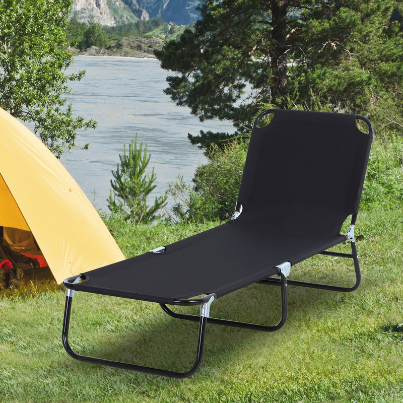 Outsunny Foldable Sun Lounger Black - Main Image