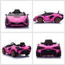 HOMCOM Kids Electric Ride On Car Lamborghini Sian - Pink