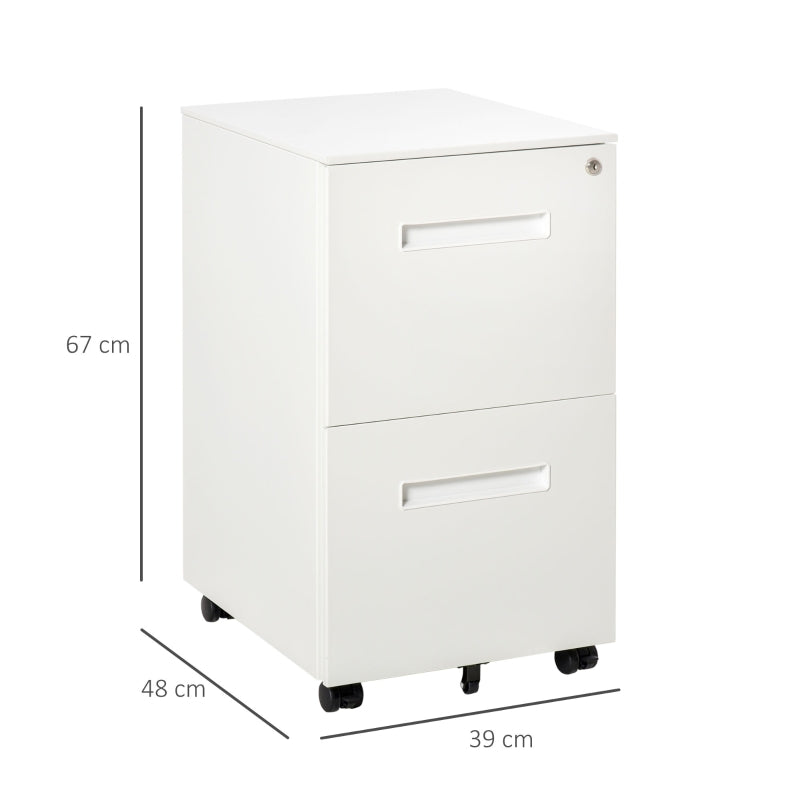 Vinsetto Filing Cabinet with 2 Drawers 39x48x67cm White