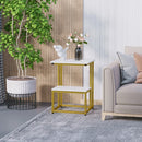 HOMCOM Modern Side Table Square - White / Gold