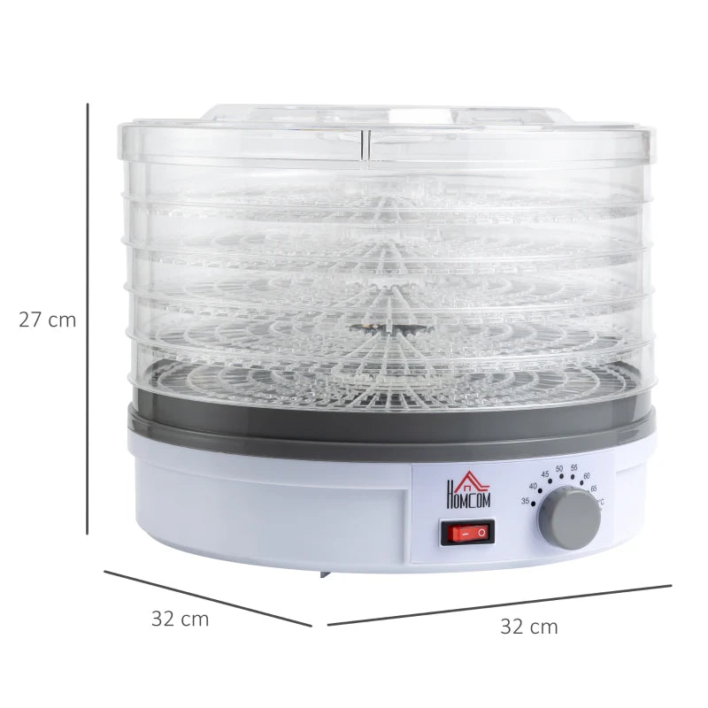 HOMCOM Food Dehydrator 5 Tier 245W - White
