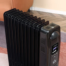 HOMCOM 2180W Black Oil Filled Radiator, 9 Fin Portable Heater w/ Timer Remote Control