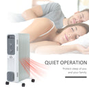 HOMCOM 2180W Oil Filled Radiator, 9 Fins, Portable Heater W/ Timer, Thermostat Control