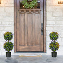 HOMCOM Set Of 2 Potted Artificial Plants Ball Tree With Lavender Flowers, 70cm