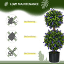HOMCOM Set Of 2 Potted Artificial Plants Ball Tree With Lavender Flowers, 70cm