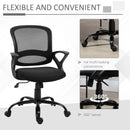 Vinsetto Mesh Office Chair Swivel Desk Task Computer Chair with  Lumbar Back Support Adjustable Height Arm for Home Black Home PC w/ Arm