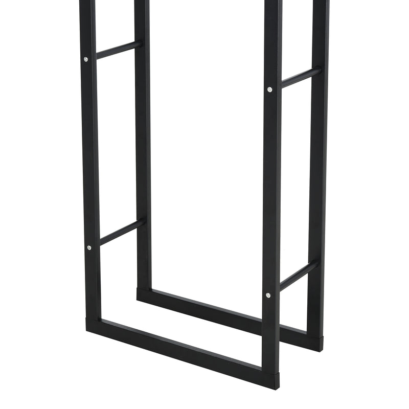 150cm Tall Metal Firewood Log Holder Rack Double Tier w/ Balanced Base Side Rails Indoor Outdoor Traditional Fireplace Log Storage Cradle 150x40cm