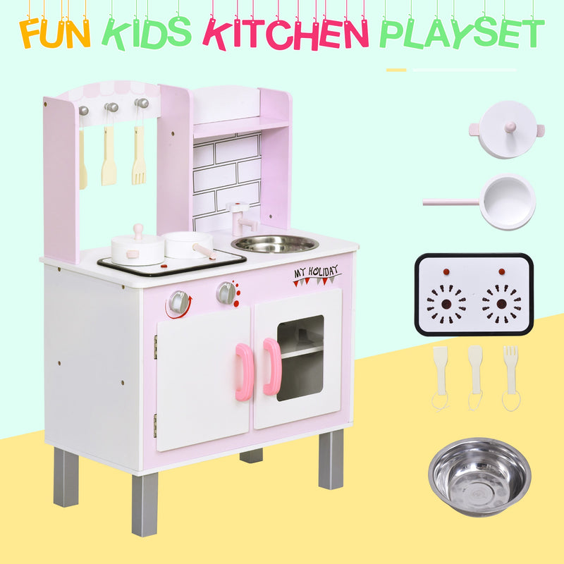 Kids Kitchen Playset with Stand, Pots, Pans & Utensils