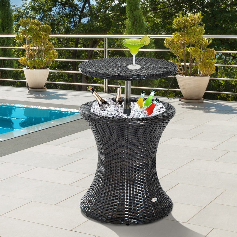 Outsunny Rattan Ice Bucket/Table - Brown