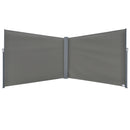 Outsunny 6 x 2m Patio Double Side Awning Folding Privacy Screen Fence Grey