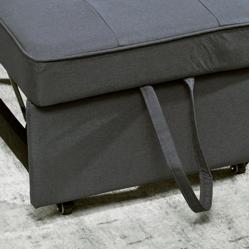 HOMCOM Folding Sleeper Sofa Bed Chair With Pillows, Pocket, Grey