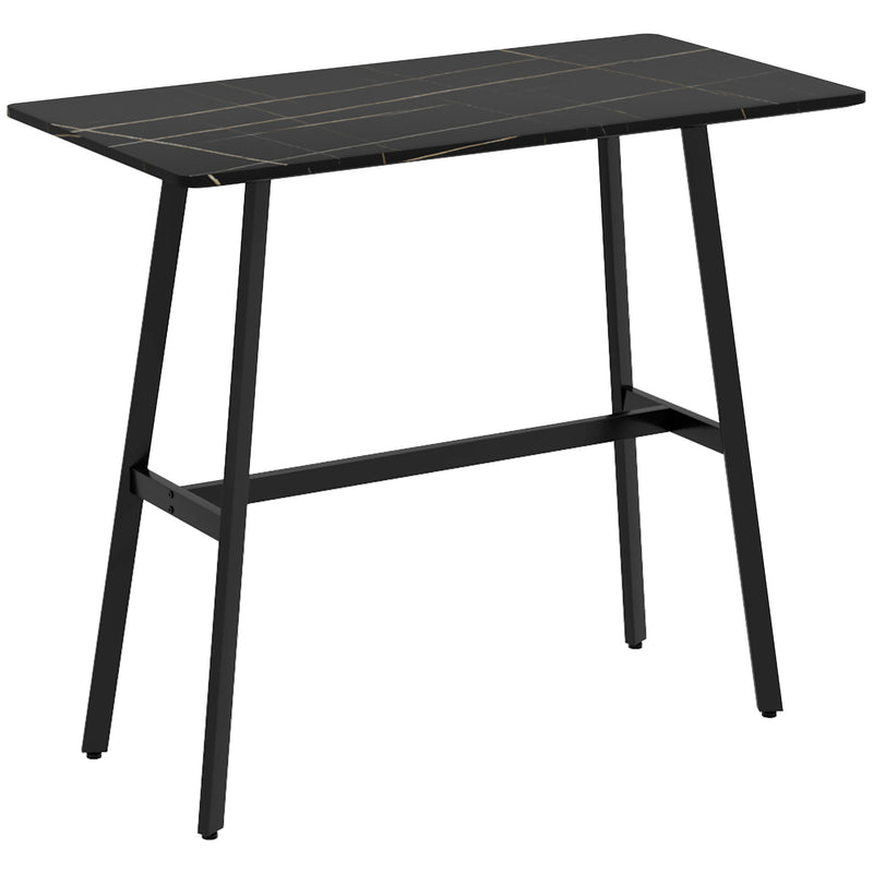 HOMCOM Rectangular Bar Table with Sturdy Metal Frame, Contemporary Design Kitchen Table with Faux Marble Top, Pub Table for 4, for Home Bar, Dining Room, 118 x 58 x 98m