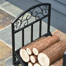 Outsunny Fire Wood Rack Black Iron 40H x 45W x 35Dcm