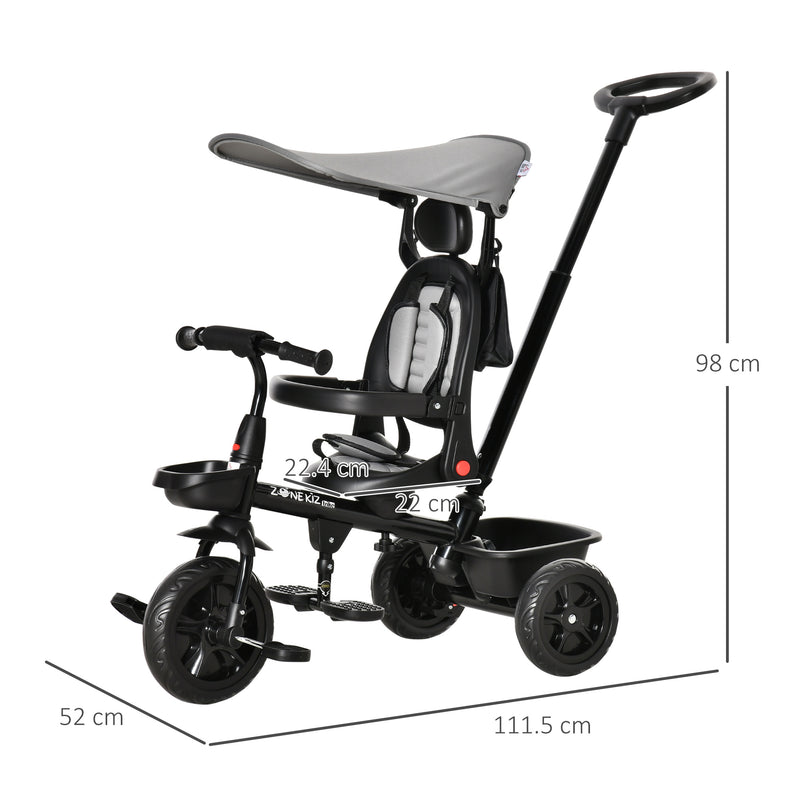 HOMCOM Baby Tricycle 4in1 Stroller with Handle - Grey