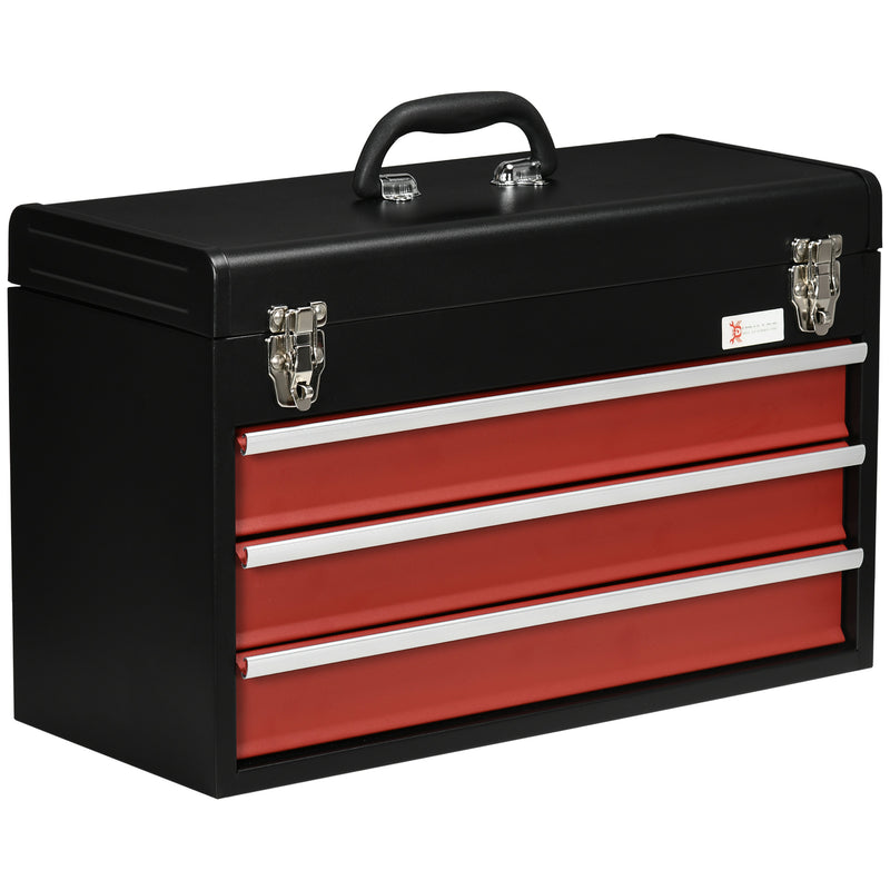 DURHAND Lockable 3 Drawer Tool Chest w/ Ball Bearing Slide Drawer 51cmx22cmx32cm