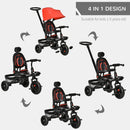 Baby Tricycle 4in1 Stroller with Handle - Red