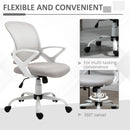Vinsetto Mesh Office Chair Swivel Desk Task Computer Chair with  Lumbar Back Support Adjustable Height Arm for Home Grey Home PC w/ Arm