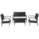 Outsunny 4 Pieces Outdoor PE Rattan Corner Sofa With Cushions - Black