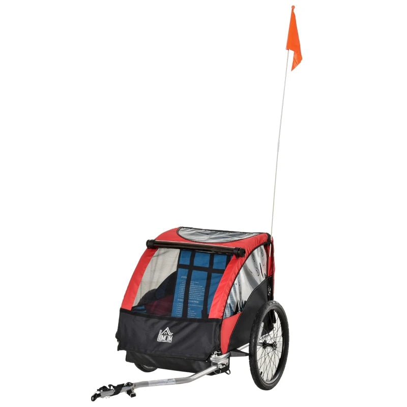 HOMCOM Bicycle Trailer with 2 Wheels - Red