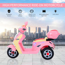 HOMCOM Electric Ride on Toy Tricycle Car - Pink
