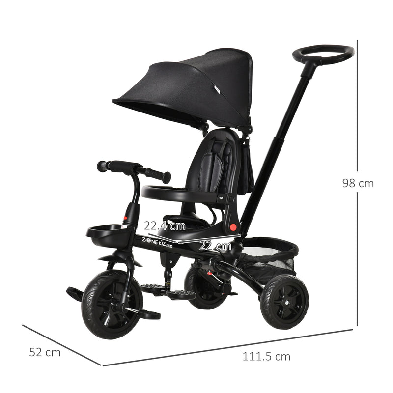 Baby Tricycle 4in1 Stroller with Handle - Black