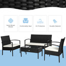 Outsunny 4 Pieces Outdoor PE Rattan Corner Sofa With Cushions - Black