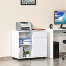 HOMCOM Printer Stand with Open Storage Shelves White