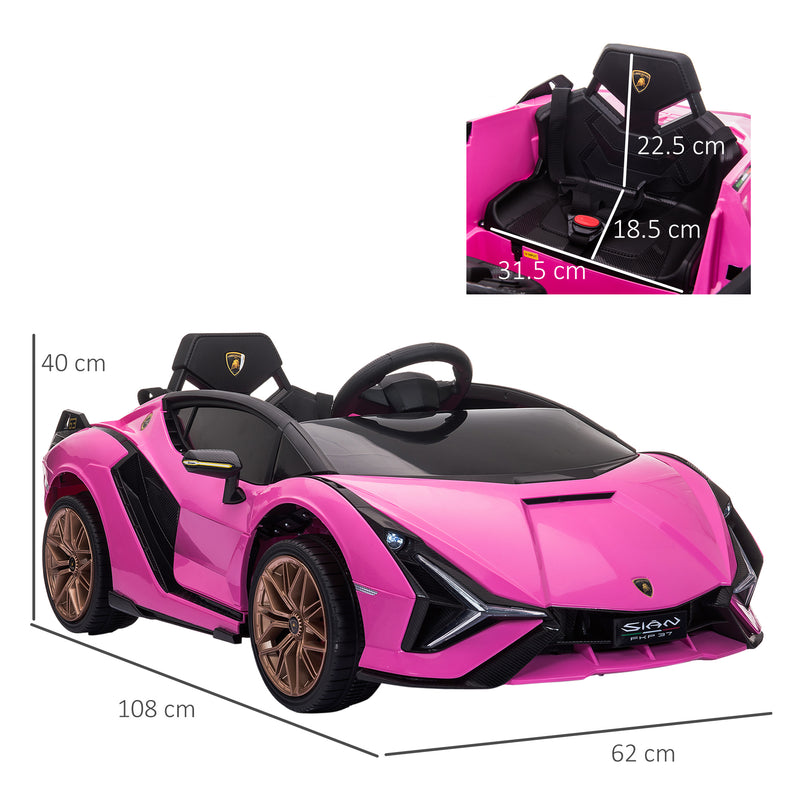 HOMCOM Kids Electric Ride On Car Lamborghini Sian - Pink