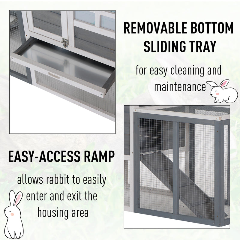 PawHut 2 Tier Wooden Rabbit Hutch