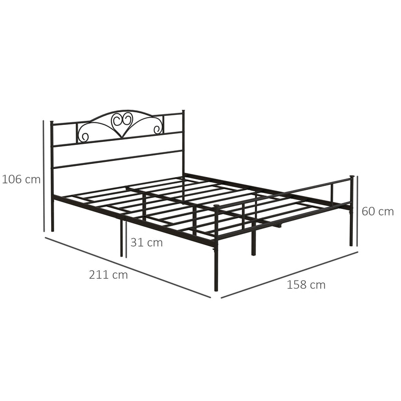 HOMCOM King Metal Bed Frame w/ Headboard and Footboard, 31cm Under-bed Space