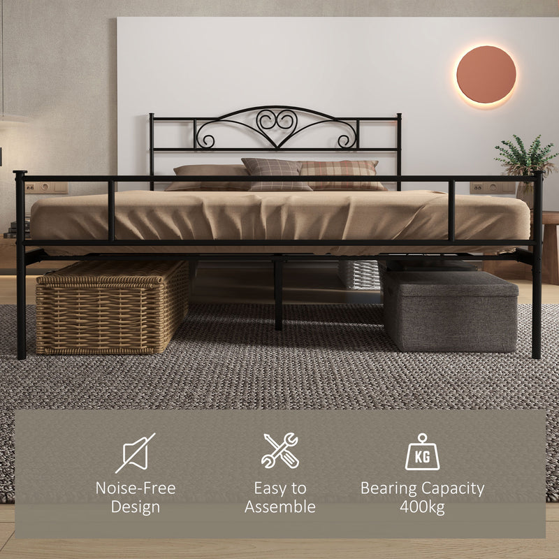 HOMCOM King Metal Bed Frame w/ Headboard and Footboard, 31cm Under-bed Space