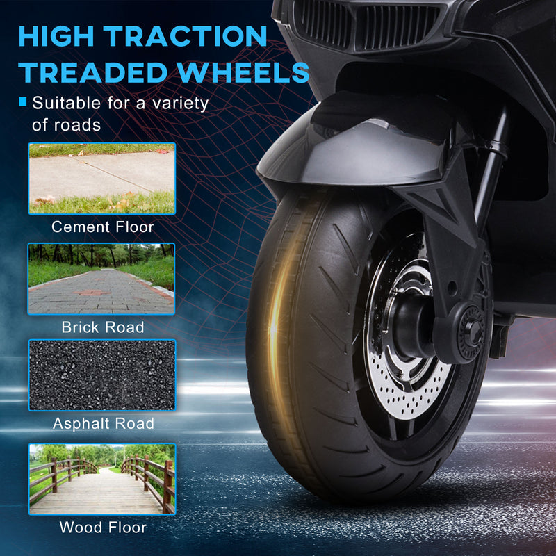 HOMCOM Kids Electric Ride On Motorcycle Bike with Training Wheels 12v - Black